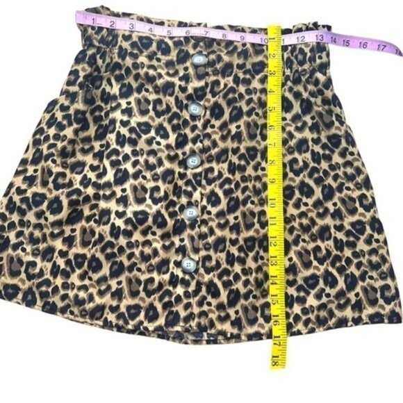 Umgee Leopard Print Button-Front Mini Skirt Animal Print Womens Size Small - Picture 3 of 6